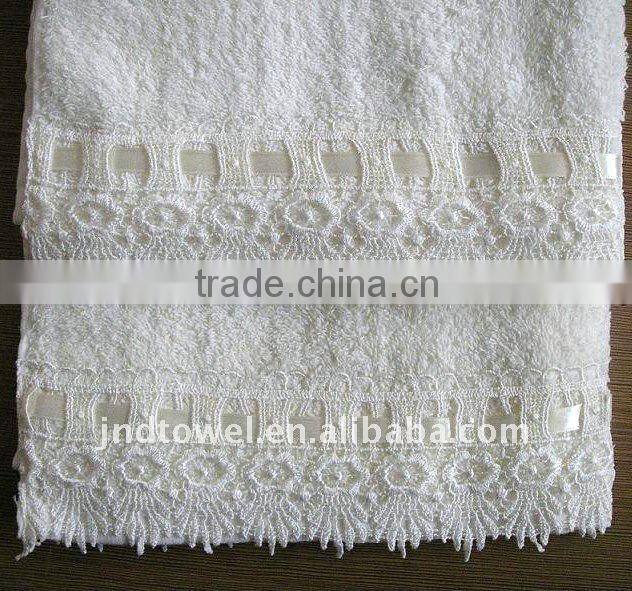 high quality cotton towel with print fabric lace