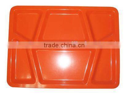 Professional orange divided melamine food serving tray plate