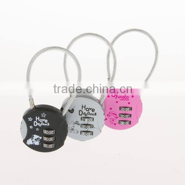 Hot Sale Round Colorful Combination safety cable lock factory direct sale CH-21B