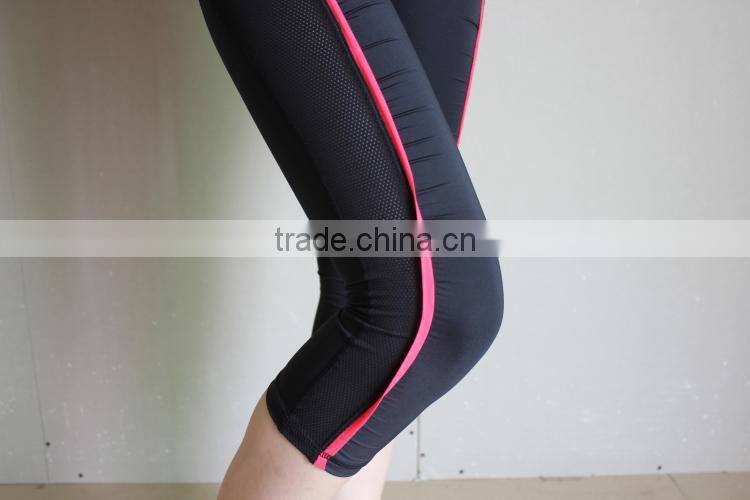 Fashion High Quality Womens Sports Gym Mesh Breathable Pants cycling Fitness Leggings Capris Stretch pants