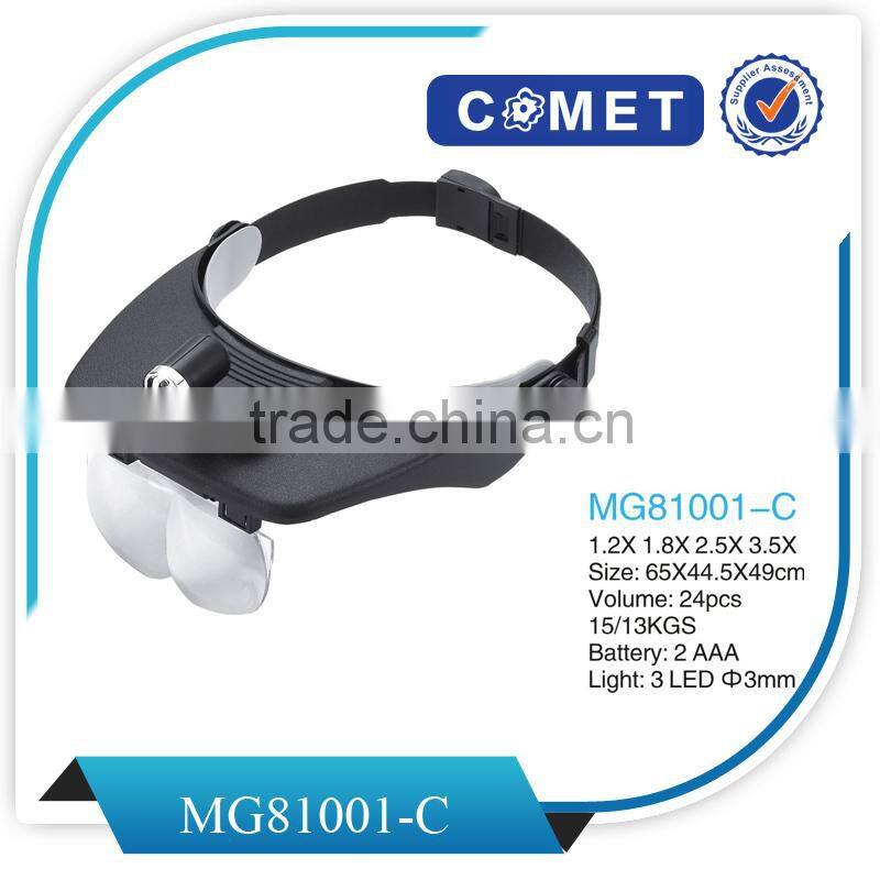 New loupes head lights With LED Eye Glasses Style Loupe 1.2x,1.8x,2.5x,3.5x