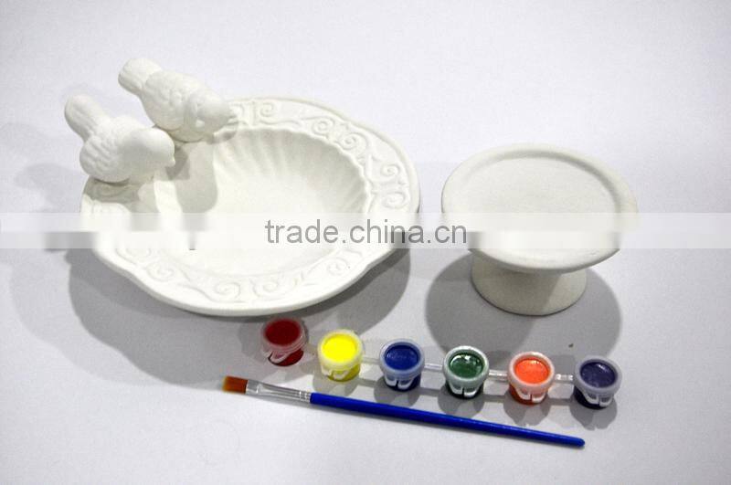 Paintable Ceramic Bird Basin for Kids