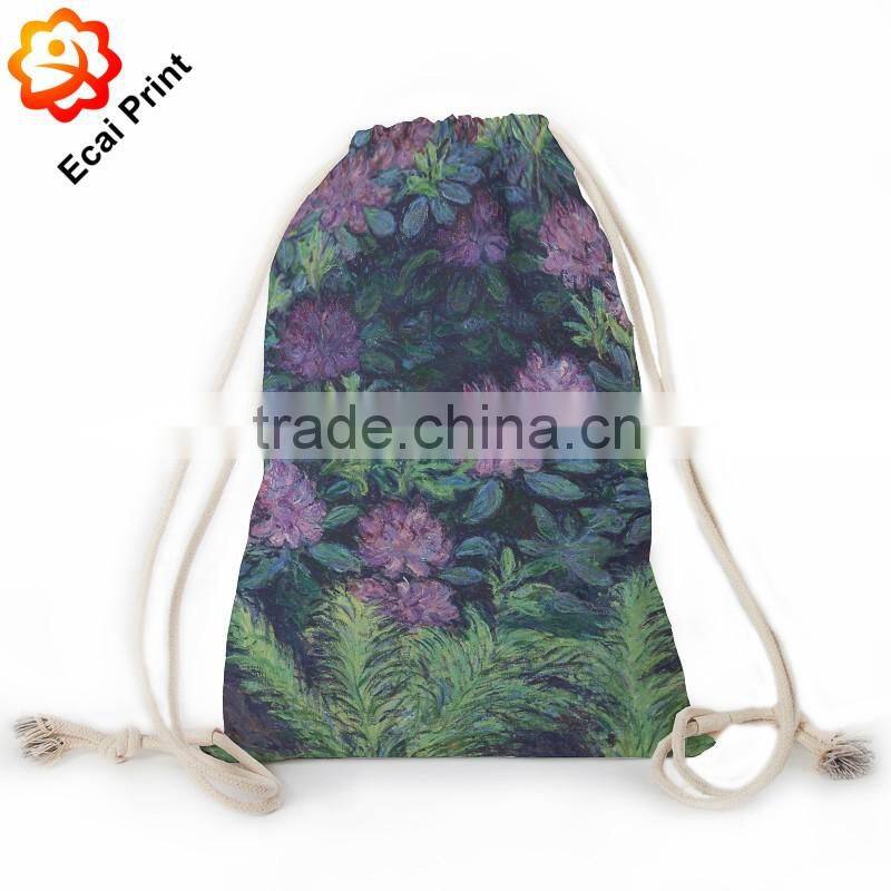 2016 creative custom made heat transfer printed cinch bag