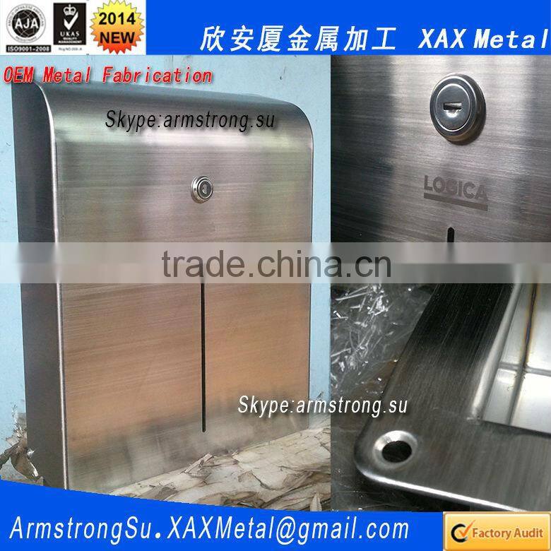 XAX02TD OEM metal fabrication ss304 ss316 Recessed Toilet Tissue Dispenser