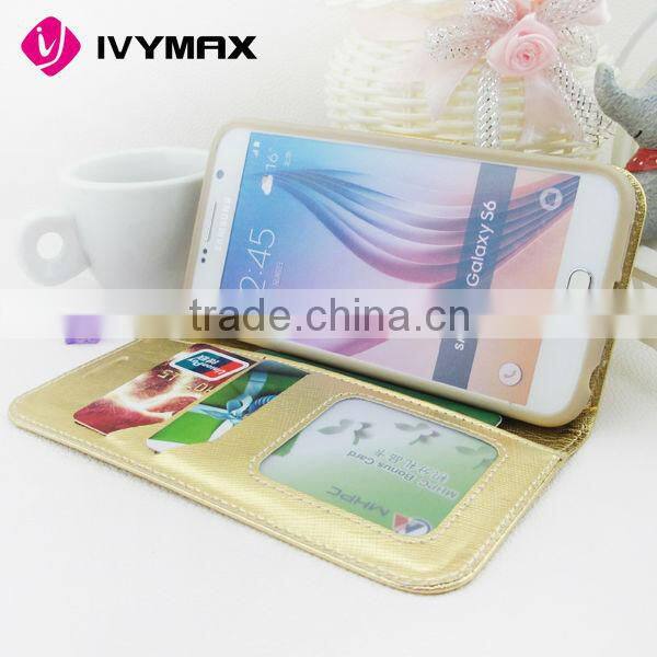 Classic Leather Wallet Case for Samsung Galaxy S6 Flip Case