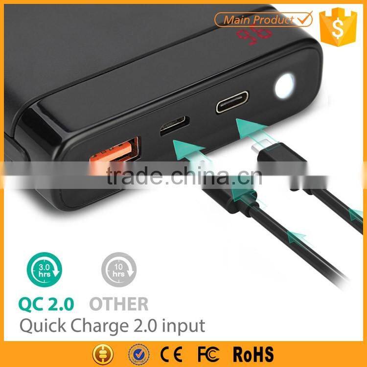 2016 Power Bank 10000mAh Type C Powerbanks with Led