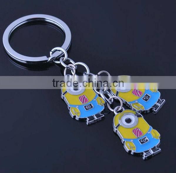 The new cartoon characters despicable me laser printing metal lover keychain