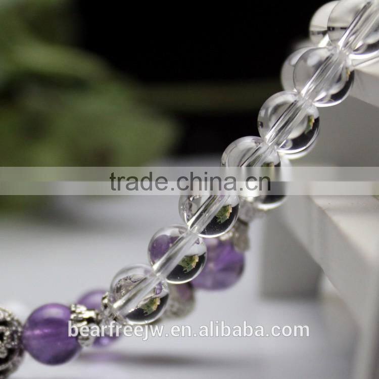 Bear Free Jewelry Multilayer Tibetan Natural AAA Grade Clear Quartz Mala Bead Prayer Wrap Bracelet Necklace