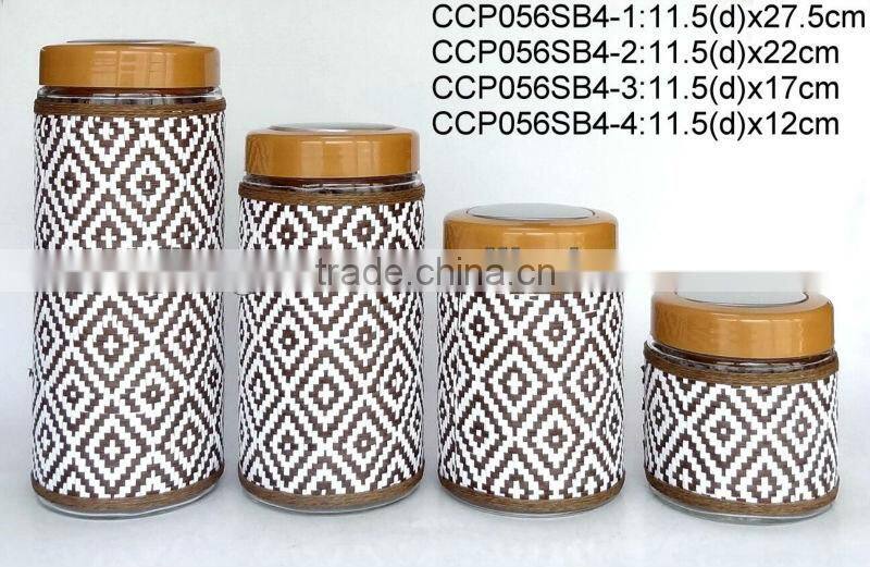 CP038SB glass jar with woven coating