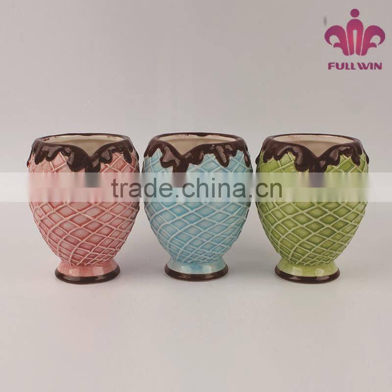 Cheap prcie colorful ceramic ice cream cup
