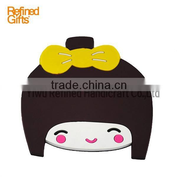 Korea style Cute Soft Pvc Bespoke Coasters Silicone Mats Pink girl Pads