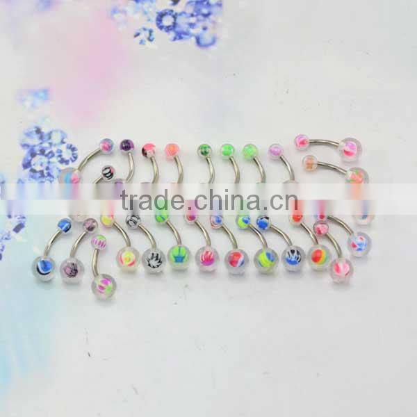 Stainless Steel Curved Barbell with Charming Acrylic Balls Tongue Rings New Fashion Magnetic Tongue Piercing Jewelry