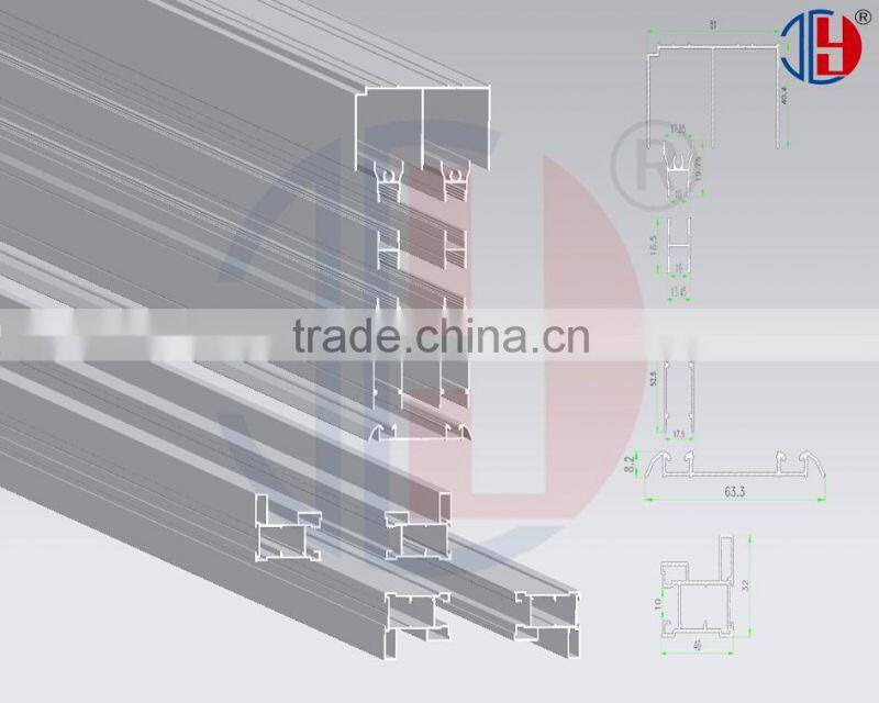 From 5mm to 18mm thinkness aluminum profile for wardrobe slidind door