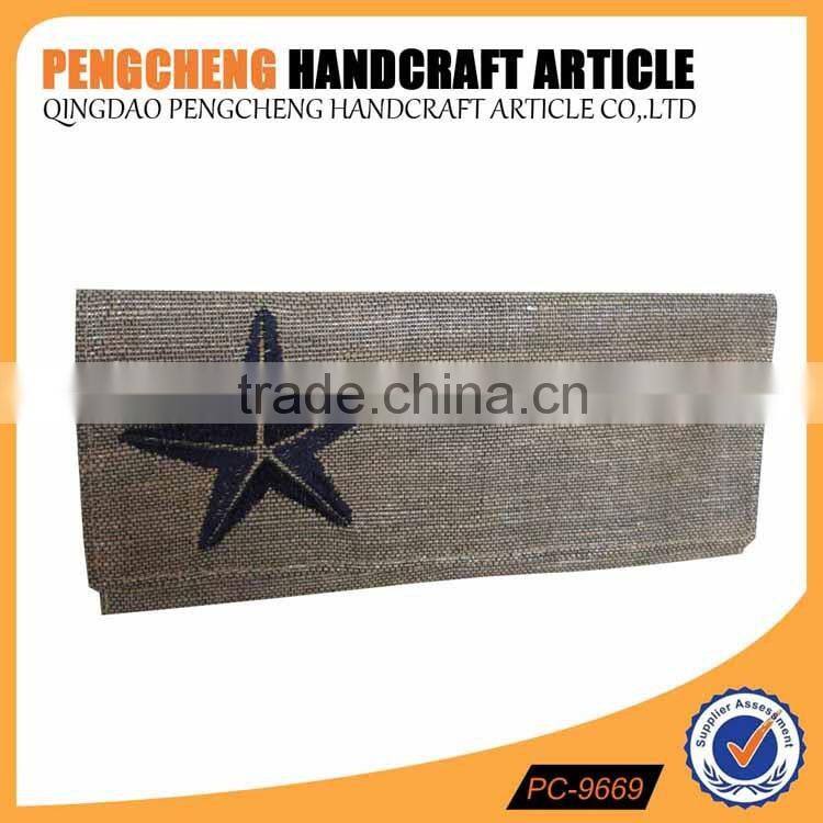 Ladies party evening bag paper straw and polyester material stars design clutch bag