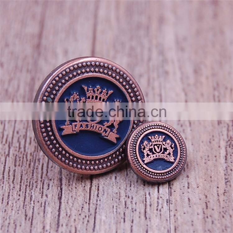 Custom crown jean jacket gold metal buttons rivets