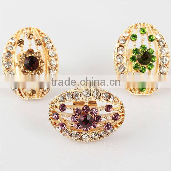 new custom cheap hot sale gold rhinestone oval ring