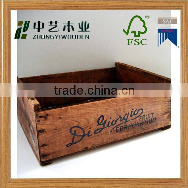 Hot sale customized handmade new design wooden fruit crate used wooden wine crate