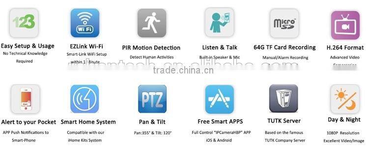 64G Recording Card Two Way Talk Full HD 1080P Infrared PIR Sensor WiFi ONVIF IP Camera Wireless with I/O Alarm Port