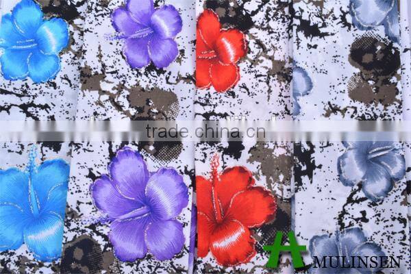 Mulinsen Textile Woven Wool Peach floral wholesale spandex fabric print