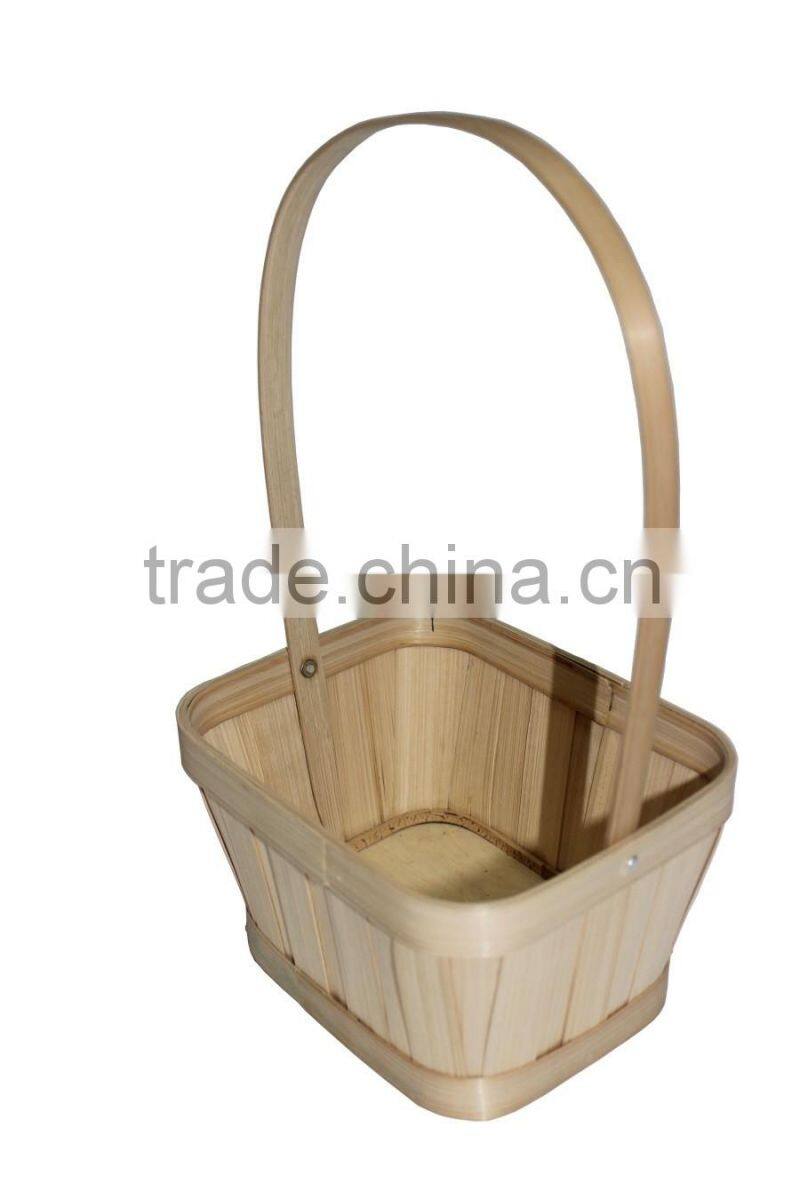 handmade high quality bamboo basket with handle for wholesale