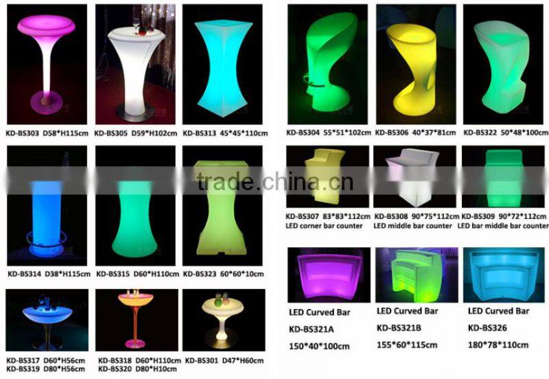 multi color changing Wave Shape LED Bar Counter, Portable Bar Counter, Light up Bar Counter