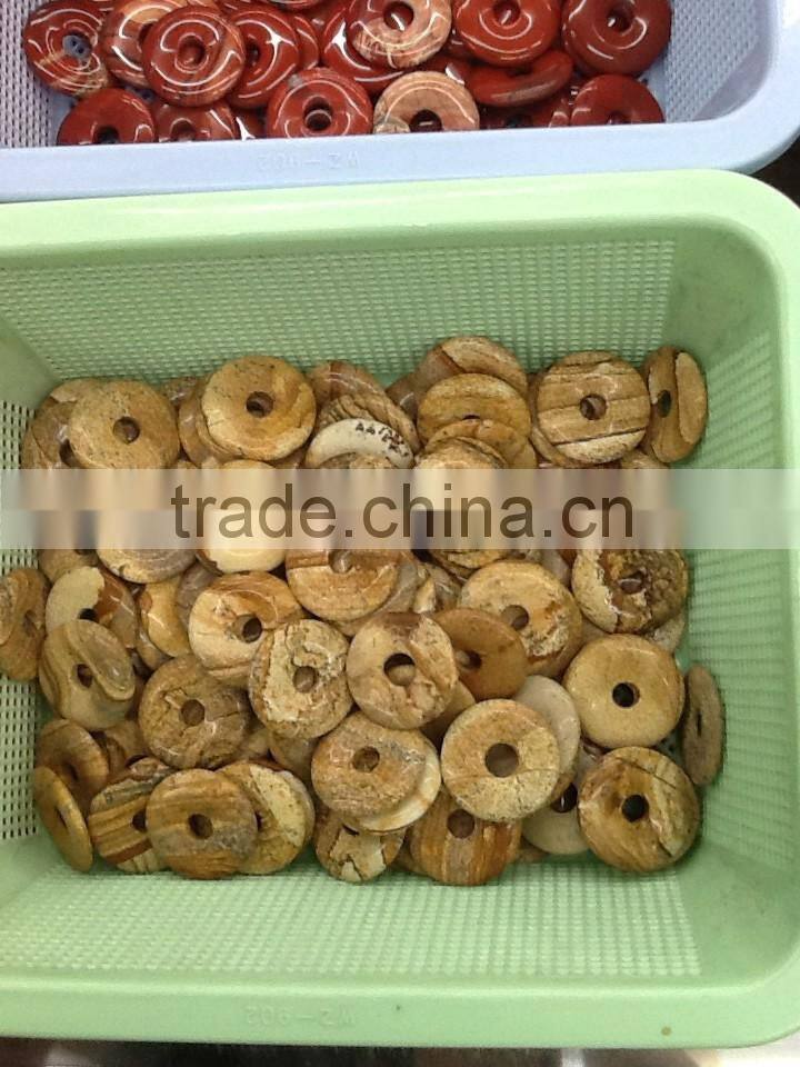 40mm round natural necklace jewelry pendant black agate donut pendant