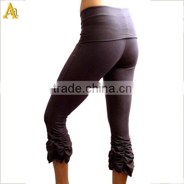 Yoga Capri Pants, cropped and ruched leg with fold over waistband - YOGINI CAPRIS - bloomers, dancewear