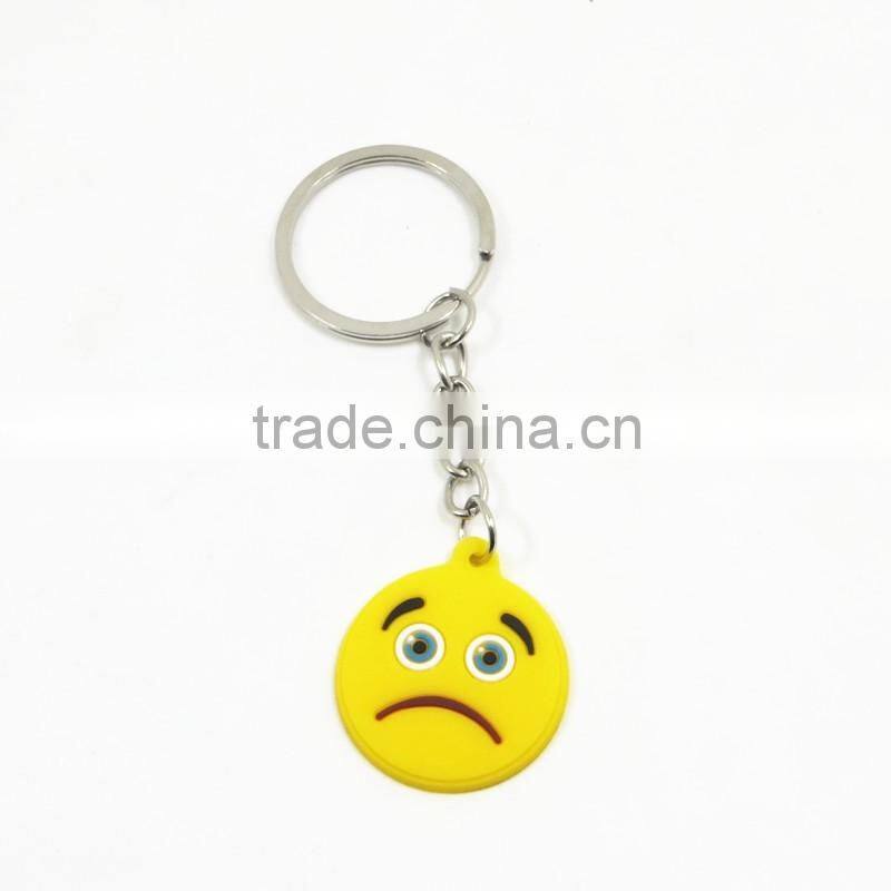 Custom smiley face keychain/ promotional soft PVC keychain/ advertising key ring