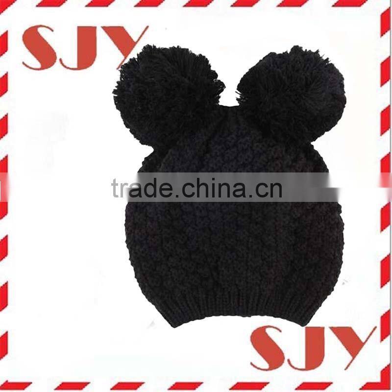 Custom beanie hats with double fur balls