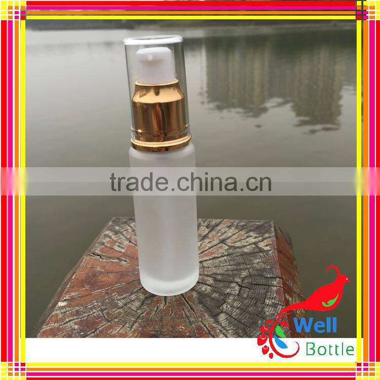 50ml gold pump bottle body skin care with pump cap glass bottle locion corporal