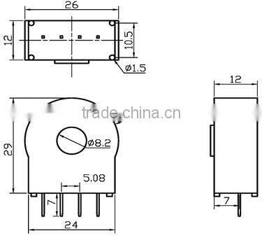 Hall effect DC AC pulse current transducers / sensors RCB45B series, 5V single power supply work