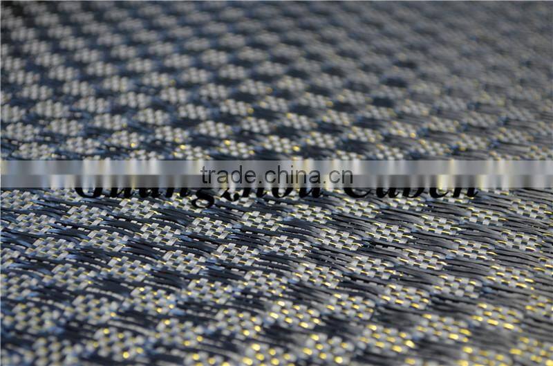 Excellent 3K Jacquard carbon fiber woven fabric mixed gold metallic yarn high quality fabric