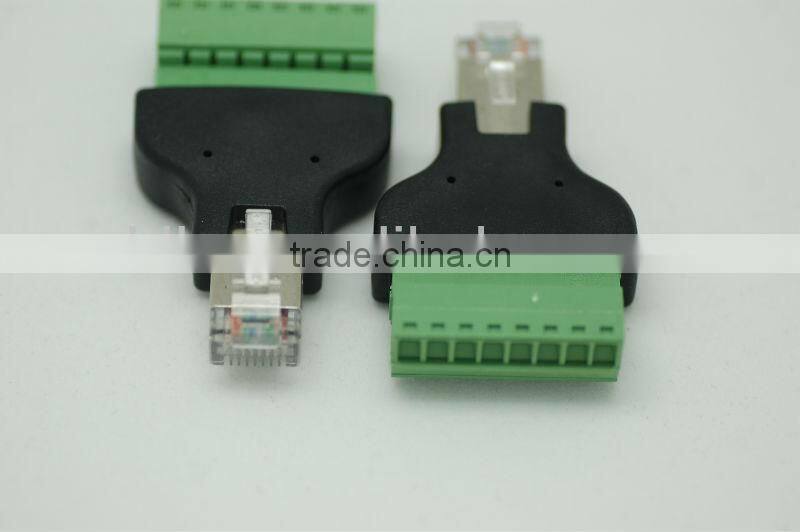 Ethernet RJ45 Male Plug To AV Screw Terminal 8pin Block Converter Adapter