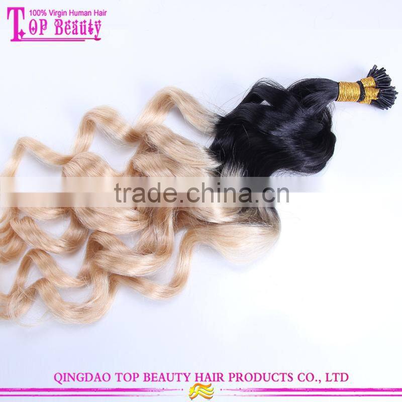 Hot selling I tip brazilian hair extension #1b #22 i tip hair extension kinky curly