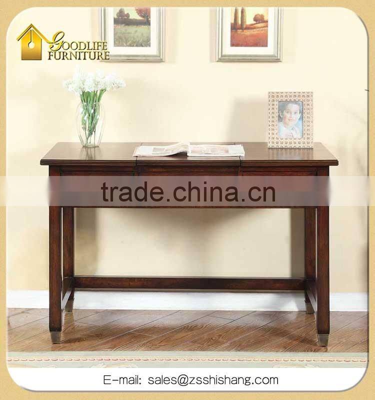 Multifunctional Antique Oak Wood Dressing Table and Writing Desk