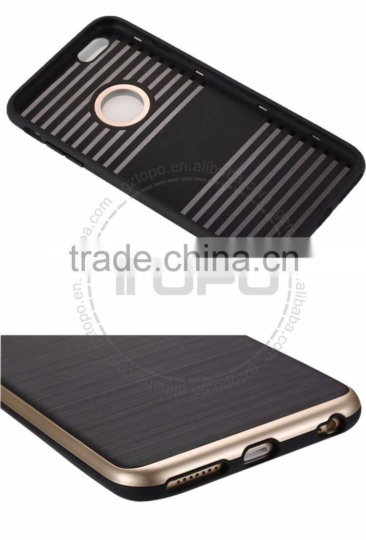 2in1 pc tpu wire drawing phone back cover Korean style shockproof Strip pattern Slim Armor hard plastic case for iphone 6 6s