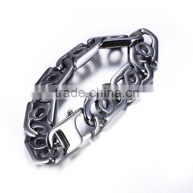 Fashion Silver Tone Curb Chain Bangle Men Stainless Steel Bracelet