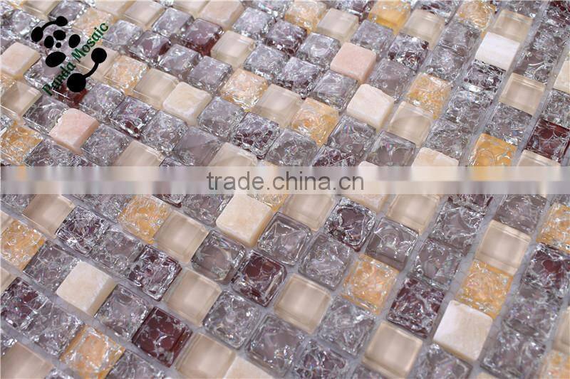 SMS06 Foshan beige white roughness stone marble mosaic square art mosaic tiles indoor decorate wall