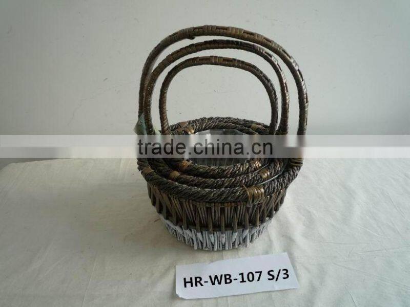 hot sell empty wicker picnic baskets with handle