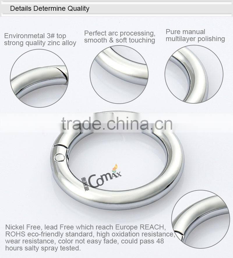 Nickel plated metal trigger snap clip spring gate o ring for bag accessories