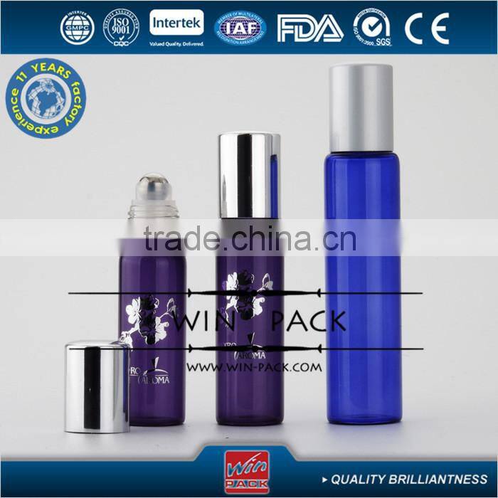 10ml purple roll-on bottle with UV silver cap,15 ml purple roll-on bottle with stainless roller ball, purple roller bottle
