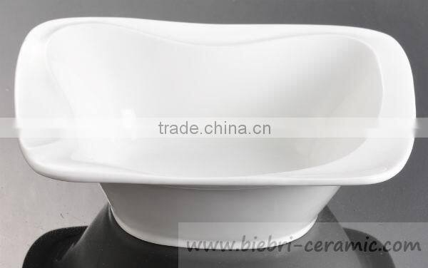 Wholesale Antique Super White Decal Printing Square Shaped Dessert Salad Soup Service Bowls Ceramic Porcelain Fine Bone China