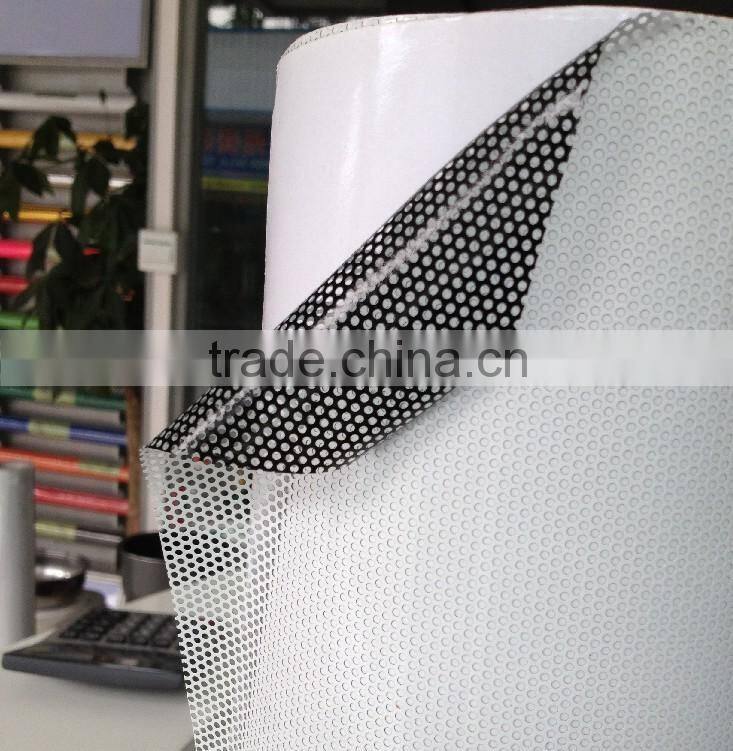 Waterproof window Glass vinyl One Way Vision self-Adehesive, removeble pvc sticker for vehicle advertisements on cars, bus etc.