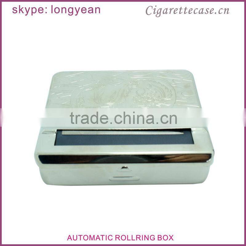 embossed design metal automatic cigarette rolling box