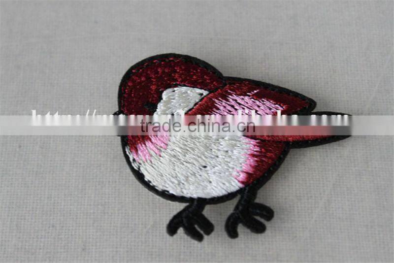 high quality red color polyester fabric neck collar patch embroidery for sale