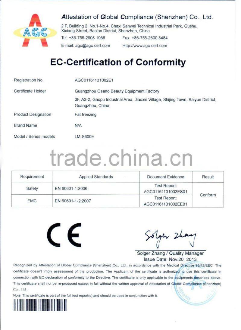 Salon Use Portable Single Cool Tech Vacuum Cryo Machine with CE