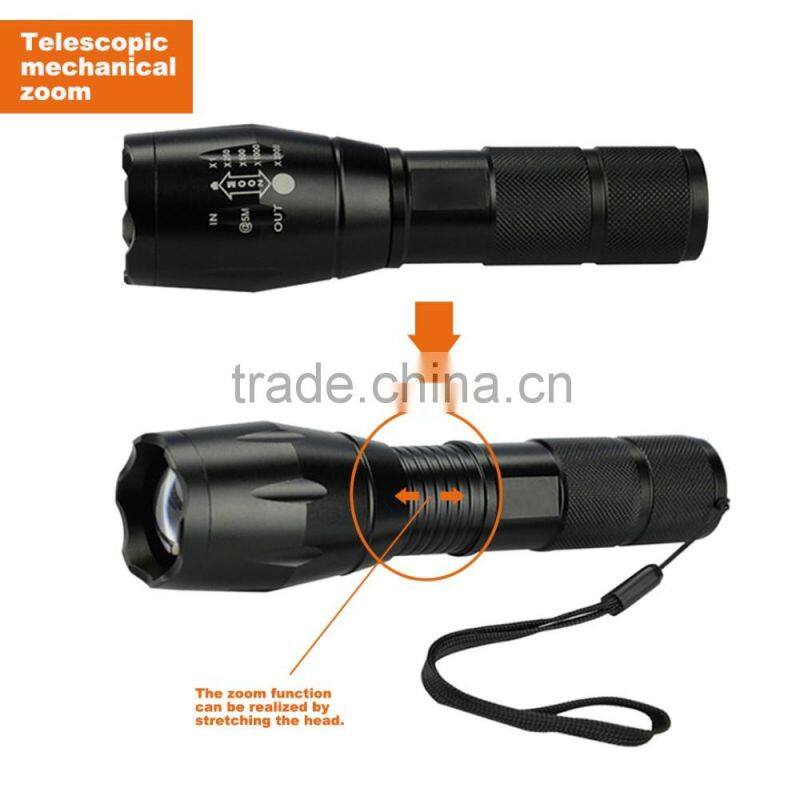 Wholesale electric torch waterproof AAA /18650 battery XML T6 1000lumen tactical zoomable led flashlight