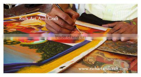 Hindu King Queen Palace Fort Fine Art athenic Artwork miniature Painting INDIA Kangra school Pahari