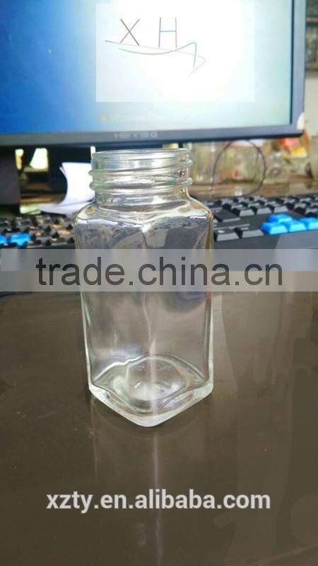 100 ML Square Glass Jar With Perforated Tin Cap For Salt