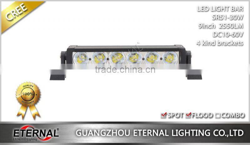 9" 30W led light bar super slim high power lamp amber blue for police motorcycle car warning emergency spot lamp